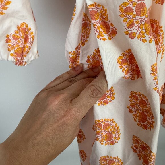 J.Crew Smock Waist Mini Dress in Gathered Floral Print White Orange Small - Picture 6 of 12